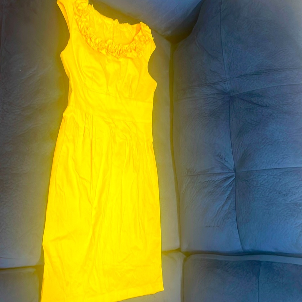 Bright yellow gold, high waist band dress